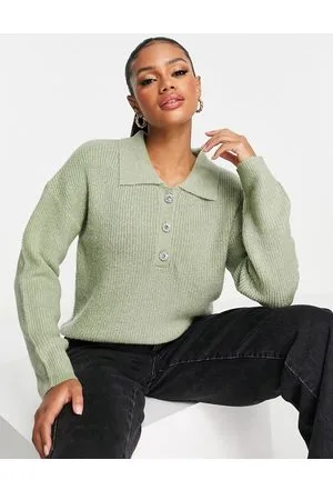 Brave Soul Yola polo neck jumper in sage