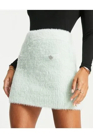 River Island Co-ord fluffy mini skirt in light