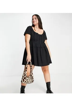 ASOS ASOS DESIGN Curve twill square neck mini corset dress with raw edge detail in
