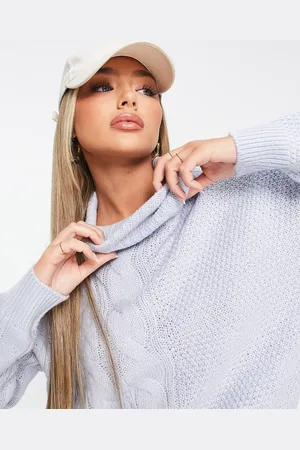 Threadbare Fallow turtle neck cable knit jumper in ice