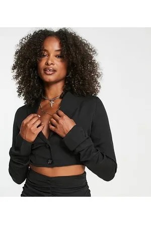 Urban Threads Cropped blazer with ruched sleeves co-ord in