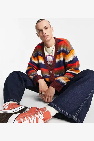 COLLUSION Knitted brushed striped cardigan in