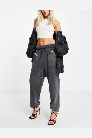 ASOS Combat jogger with utility pockets in washed charcoal