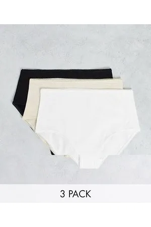 Monki Aina 3 pack high waist briefs in black white beige