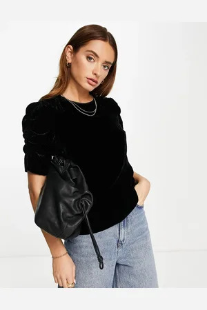 Whistles Nelly velvet sleeve detail top in