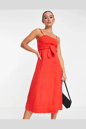 Whistles Whilstes linen tie front strappy midi dress in