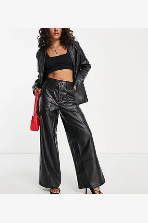 Extro & Vert Petite Wide leg trousers in faux leather