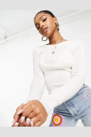 Urban Revivo Long sleeve fine knit top in off