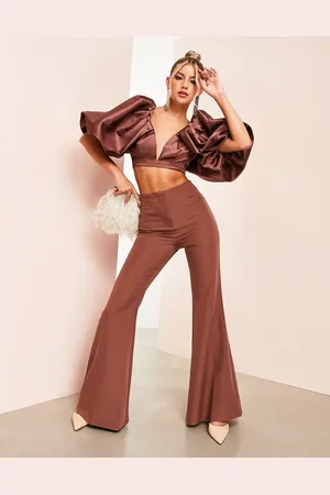 ASOS Co-ord satin flare trousers in