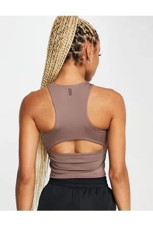 ASOS 4505 square neck washed medium support sports bra in gray