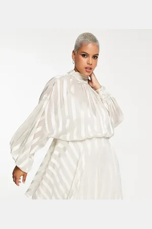 ASOS Curve high neck mini dress with satin stripe detail