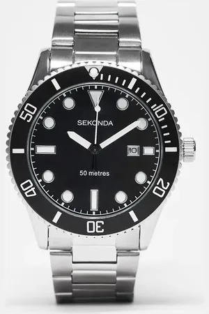 Sekonda Mens bracelet diver watch with black dial in