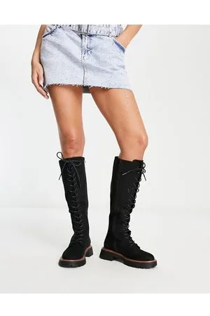 ASOS Cruise Multi Strap Knee High Boots in Black