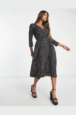 ONLY Wrap midi dress in and gold