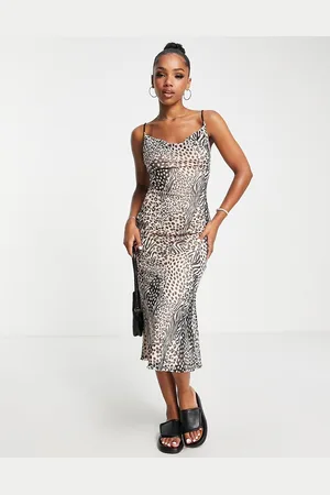 Miss Selfridge Mesh midi dress in animal print
