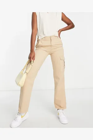 Pull&Bear Straight leg cargo trousers in beige