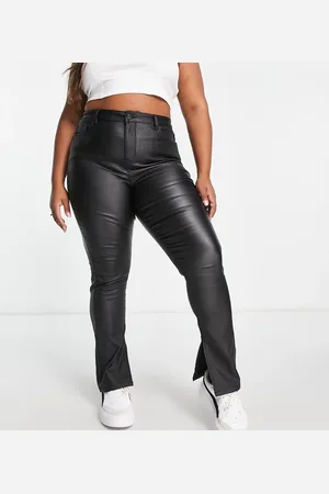 Simply Be Coated skinny jeans with split front in