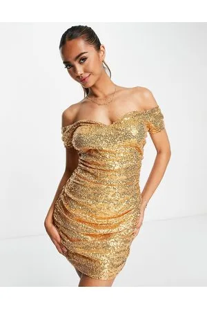 Elegant Off Shoulder Sequined Dress