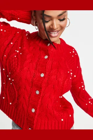 Brave Soul Crew neck cardigan with embellished buttons in