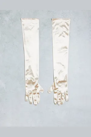 Pieces® Long satin gloves in gold