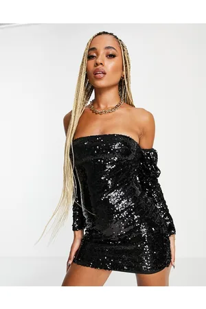 NaaNaa Bardot sequin mini dress in