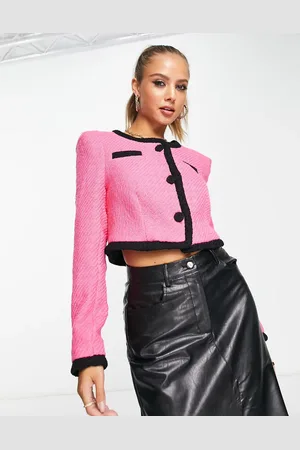 River Island Cropped collarless blazer in bright