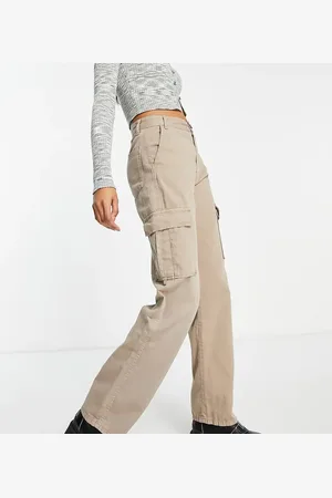 Stradivarius STR Tall straight leg cargo trouser in stone