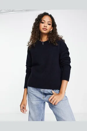 Stradivarius Round neck basic knit jumper in navy