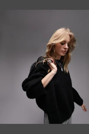 Topshop Knitted slouchy jumper in
