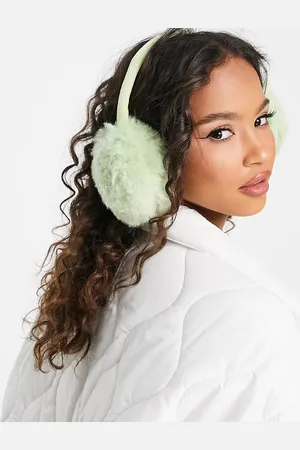 Skinnydip Ear muffs in sage fluffy borg