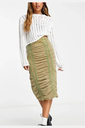 Reclaimed Ruched midi skirt in