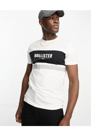 Hollister Script Logo Vertical Stripe T-shirt in White for Men