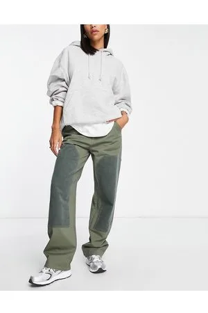 ASOS Minimal cargo trouser with patchwork cord in khaki