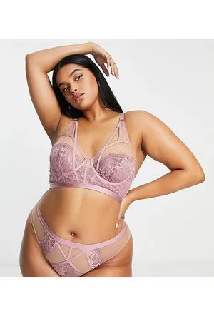 Wolf & Whistle Exclusive Fuller Bust lace longline non padded balconette  bra in mauve-Purple