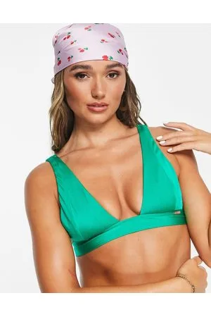 Free Society Mix and match deep band triangle bikini top metallic