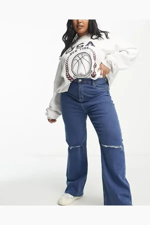 Yours Ripped wide leg jean in mid