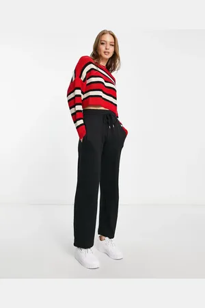 Pull&Bear Ribbed cropped jumper in with contrast stripe