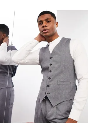 Noak Skinny premium fabric waistcoat in micro texture with stretch
