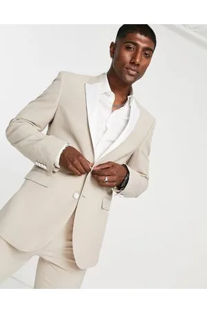 ASOS Super skinny tuxedo suit jacket in stone