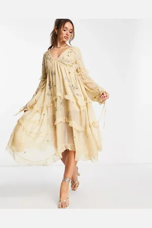 ASOS A-line midi dress with cluster embellishment in