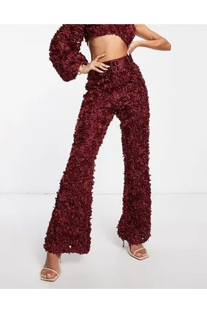 ASOS Co-ord 3D lace trousers with belt in wine