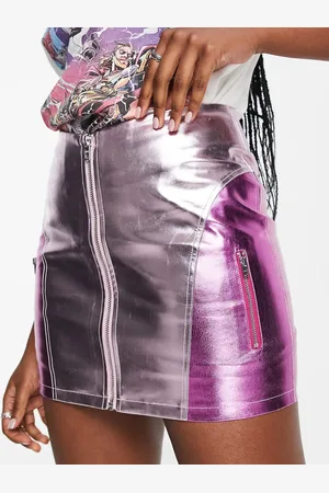 ASOS Patchwork metallic faux leather mini skirt in