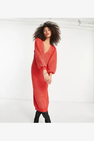 Y.A.S Y.A.S Exclusive v-neck knitted midi dress in