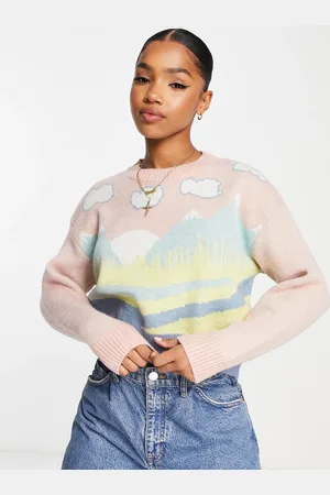 QED London Cropped jumper in landscape print