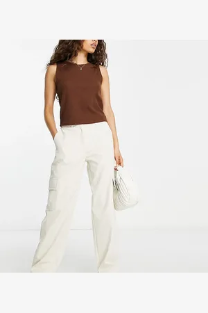 Pieces® High waisted cargo trousers in beige