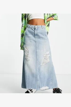 Reclaimed Maxi denim skirt with rips