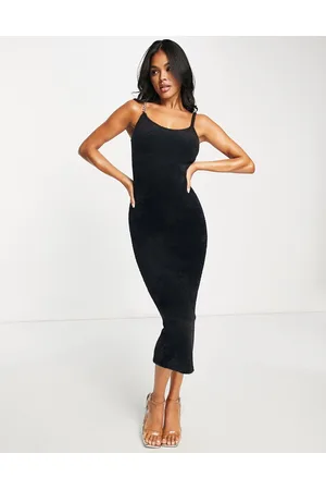 ASOS Fluffy midi dress with embellished strap in