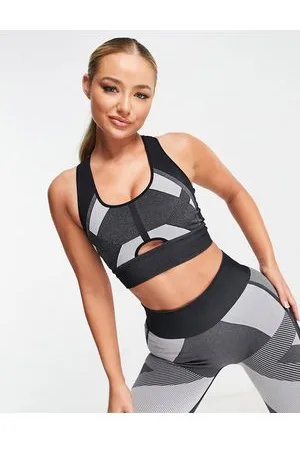 HIIT seamless rib bralet in charcoal