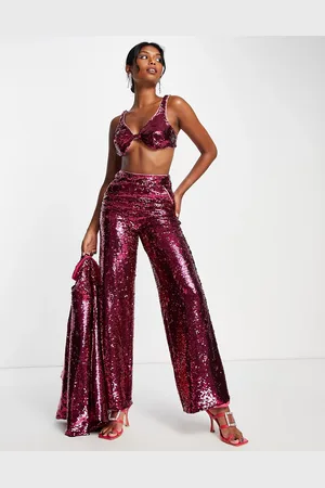 Extro & Vert Slouchy wide leg trousers in hot sequin co-ord