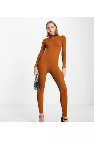 I Saw It First Petite Structured knitted jumpsuit in camel
